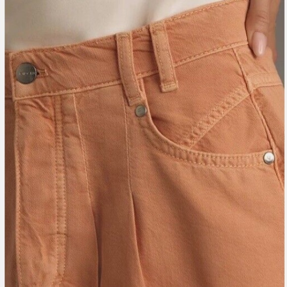 Pilcro Orange pleated Skater Mini Skirt with fray hem NWT size 4 - Picture 3 of 12